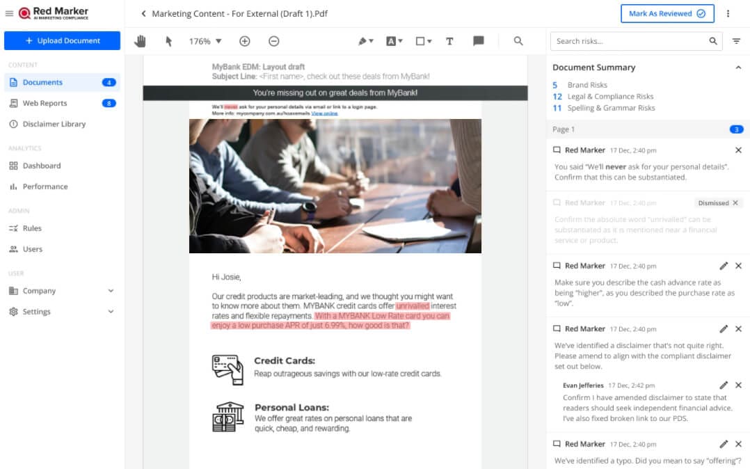 Document Scanning for Marketing Compliance - Platform Screenshot